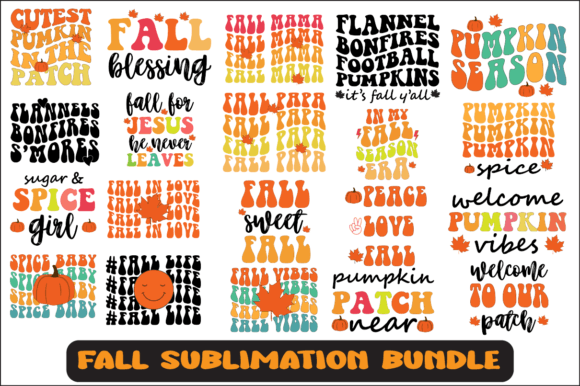 Fall Svg Png Sublimation Design Bundle for Graphics & Crafts
