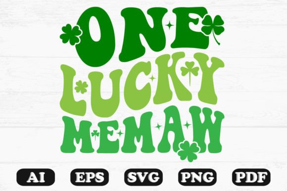 One Lucky Memaw Retro Wavy Svg for Crafts and Graphics